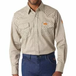Wrangler Mens FR Plaid Work Shirt - 10FR124MM
