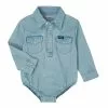 Wrangler Baby Denim Bodysuit - PQ1371D -Western Wear Shop Baby Wrangler Denim Bodysuit PQ1371D S 1