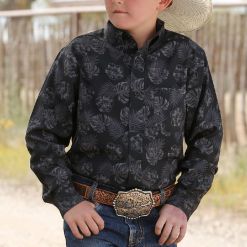 Cinch Boys Arenaflex Floral Print Shirt - MTW7060311-BLK