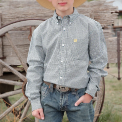 Cinch Boys Green Print Shirt - MTW7060318-GRN
