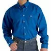 Cinch Mens FR Solid Blue Button Down Shirt - WLW3001011-ROY
