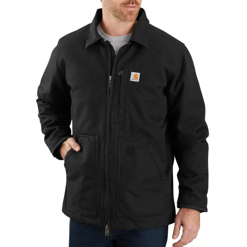 Carhartt Mens Medium Black Cotton Loose Fit Washed Duck Sherpa Lined Jacket - 104293-BLK 3 Carhartt Mens Medium Black Cotton Loose Fit Washed Duck Sherpa Lined Jacket - 104293-BLK