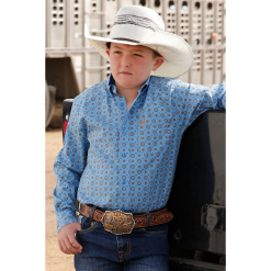 Cinch Boys Long Sleeve Geometric Shirt - MTW7060308-BLU