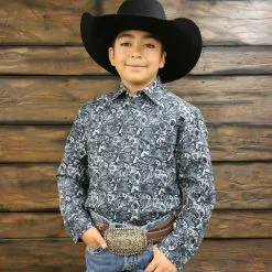 Starr Boys Printed Snap Long Sleeve Shirt - SWBPTSLS-267