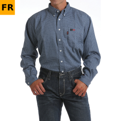 Cinch Mens FR Blue Long Sleeve Button Down Shirt - WLW3002008-BLU