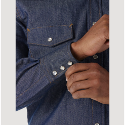 Wrangler Mens FR Long Sleeve Denim Work Shirt - 10FR12127 -Western Wear Shop WranglerMensFRLongSleeveDenimWorkShirt 10FR12127 4